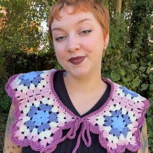 Handmade Purple and Blue Crochet Collar